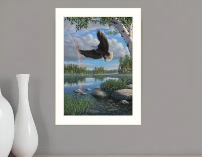 Homezia On Eagles Wings 2 White Framed Print Wall Art In Multi