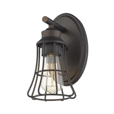 Homezia One Light Bronze Cage Wall Light In Brown