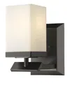 Homezia One Light Bronze Frosted Glass Wall Sconce