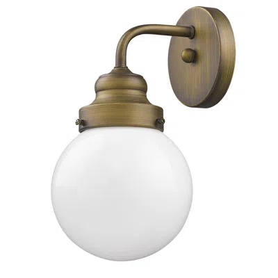 Homezia One Light Gold Wall Sconce With Round Glass Shade