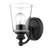 Homezia One Light Matte Black Glass Shade Wall Sconce