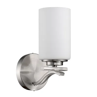 Homezia One Light Silver And Glass Wall Sconce In Blue