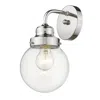 Homezia One Light Silver Wall Sconce With Round Glass Shade