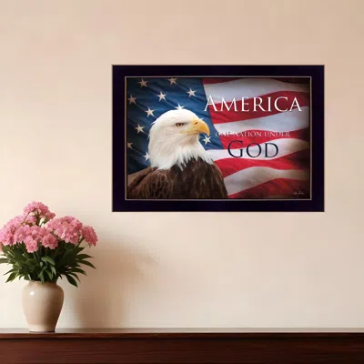 Homezia One Nation Under God Flag Black Framed Print Wall Art