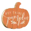 Homezia Orange And White Hey There Pumpkin Shaped Wall Art