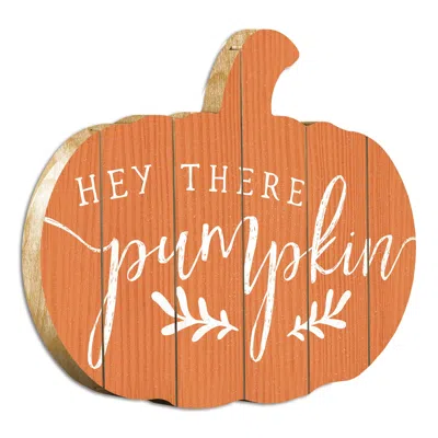 Homezia Orange And White Hey There Pumpkin Shaped Wall Art