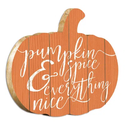 Homezia Orange And White Pumpkin Spice And Everything Nice Pumpkin Shaped Wall Art