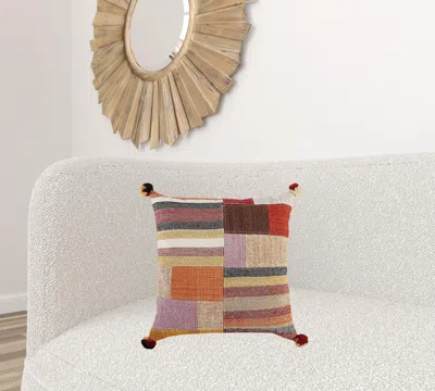 Homezia Orange Brown Accent Stitched Throw Pillow