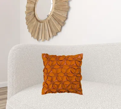 Homezia Orange Pinwheel Floral Petal Throw Pillow