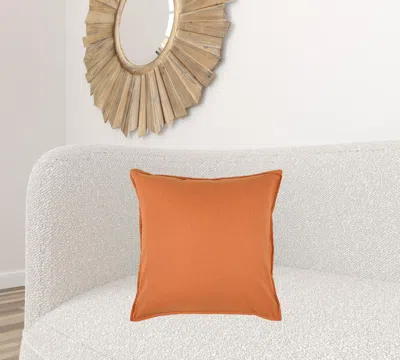Homezia Orange Solid Color Flange Edge Throw Pillow