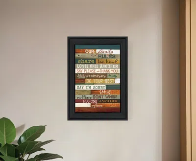 Homezia Our Family Rules 3 Black Framed Print Wall Art