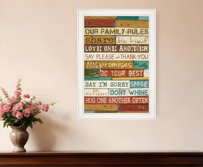 Homezia Our Family Rules 6 White Framed Print Wall Art