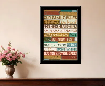 Homezia Our Family Rules 7 Black Framed Print Wall Art