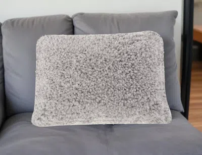 Homezia Pale Gray Knubby Plush Lumbar Throw Pillow