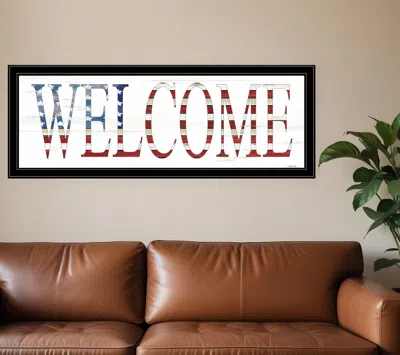Homezia Patriotic Welcome 2 Black Framed Print Wall Art
