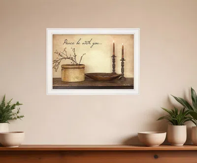 Homezia Peace Be With You 4 White Framed Print Wall Art