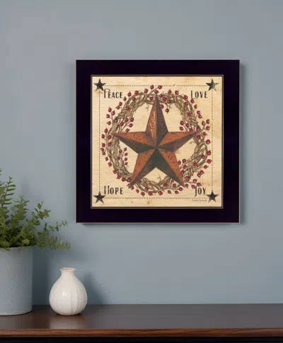 Homezia Peace Love Hope Joy Black Framed Print Wall Art In Multi