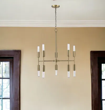 Homezia Perret 10-light Aged Brass Chandelier In Brown