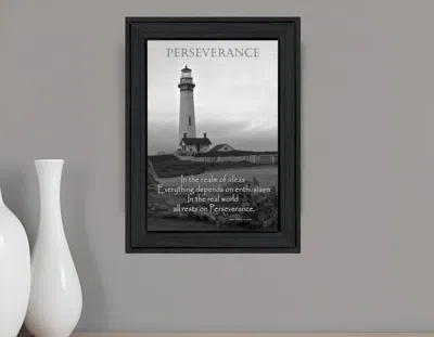 Homezia Perseverance Grayscale 1 Black Framed Print Wall Art
