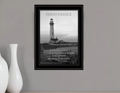 Homezia Perseverance Grayscale 2 Black Framed Print Wall Art