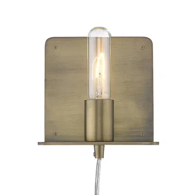 Homezia Petite Dull Gold Shelf Wall Light In Green