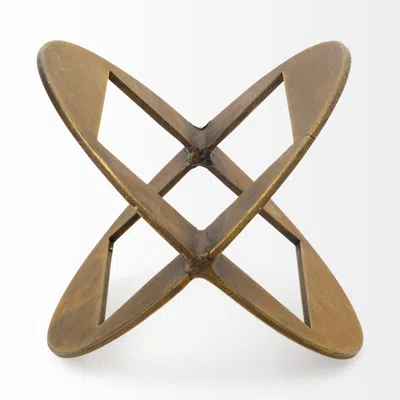 Homezia Petite Gold Metal Geometric Decor Piece In Black