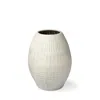 Homezia Petite White Embossed Stripes Ceramic Vase