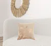 Homezia Pink Accent Throw Pillow With Rose Gold Floral Design