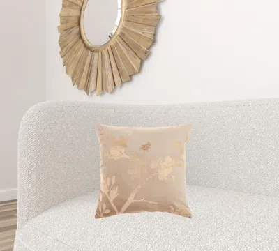 Homezia Pink Accent Throw Pillow With Rose Gold Floral Design