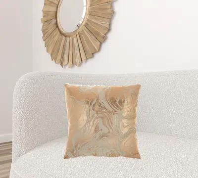 Homezia Pink Accent Throw Pillow With Rose Gold Swirl Design