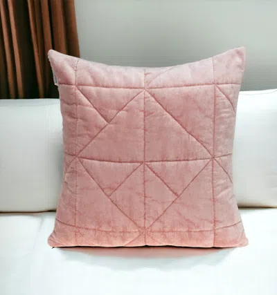 Homezia Pink Chunky Geo Stitched Velvet Decorative Throw Pillow