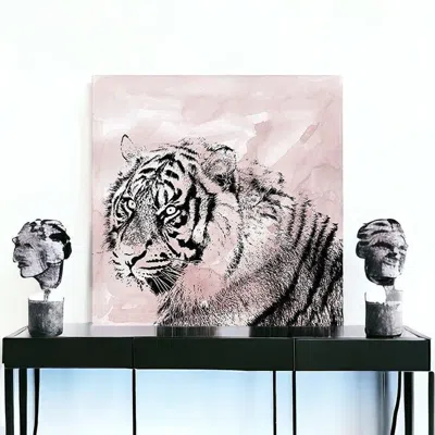 Homezia Pink Crouching Tiger Unframed Print Wall Art