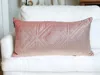 Homezia Pink Quilted Diamonds Velvet Solid Color Lumbar Pillow