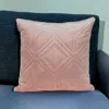 Homezia Pink Quilted Diamonds Velvet Solid Color Throw Pillow