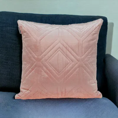 Homezia Pink Quilted Diamonds Velvet Solid Color Throw Pillow