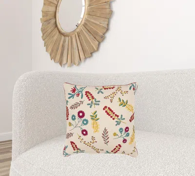 Homezia Pink Red Floral Bud Textural Throw Pillow