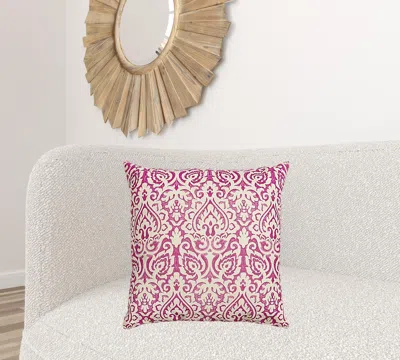 Homezia Pink White Distressed Damask Throw Pillow In Blue
