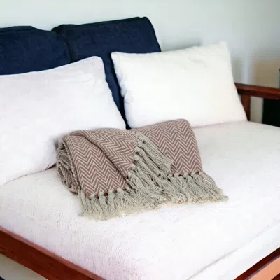 Homezia Pink Woven Cotton Solid Color Reversable Throw