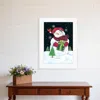 Homezia Plaid Stocking Hat Snowman White Framed Print Wall Art