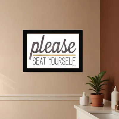 Homezia Please Seat Yourself 1 Black Framed Print Wall Art In White