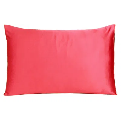 Homezia Poppy Red Dreamy Set Of 2 Silky Satin Standard Pillowcases In Pink
