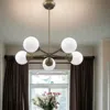 Homezia Portsmith 5-light Raw Brass Chandelier With White Globe Shades
