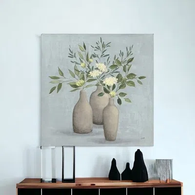Homezia Pretty Bohemian Flowers In Ceramic Vases Unframed Print Wall Art In Blue