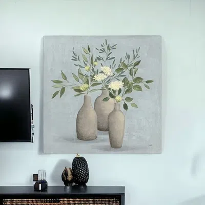 Homezia Pretty Bohemian Flowers In Ceramic Vases Unframed Print Wall Art In Multi