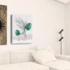 Homezia Pretty Green Foliage Leaves Pink Unframed Print Wall Art