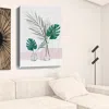 Homezia Pretty Green Foliage Leaves Pink Unframed Print Wall Art