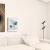 Homezia Pretty Green Foliage Leaves Pink Unframed Print Wall Art
