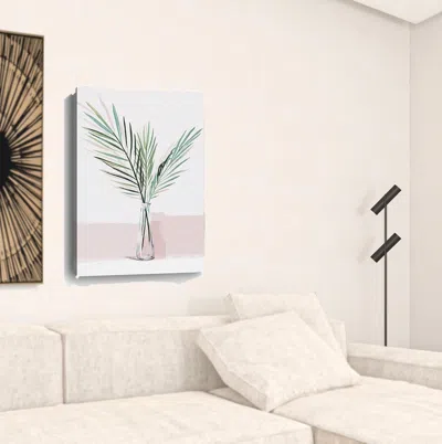 Homezia Pretty Green Foliage Pink Unframed Print Wall Art