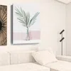 Homezia Pretty Green Foliage Pink Unframed Print Wall Art