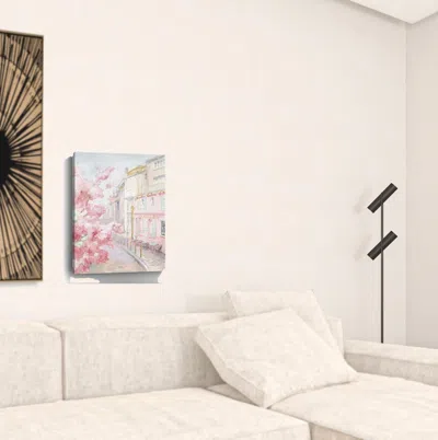 Homezia Pretty Pastel Pink Paris Street Unframed Print Wall Art